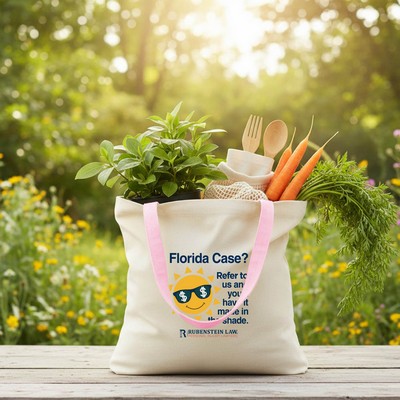 6 oz. 100% Cotton Canvas Tote bag w/Color Handle